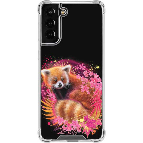 Red Panda with Flowers by Sheena Pike Galaxy S21 FE Clear Case